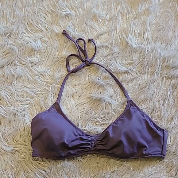 Victoria secret womens purple halter style swim suit top with gathered middle - Picture 1 of 5